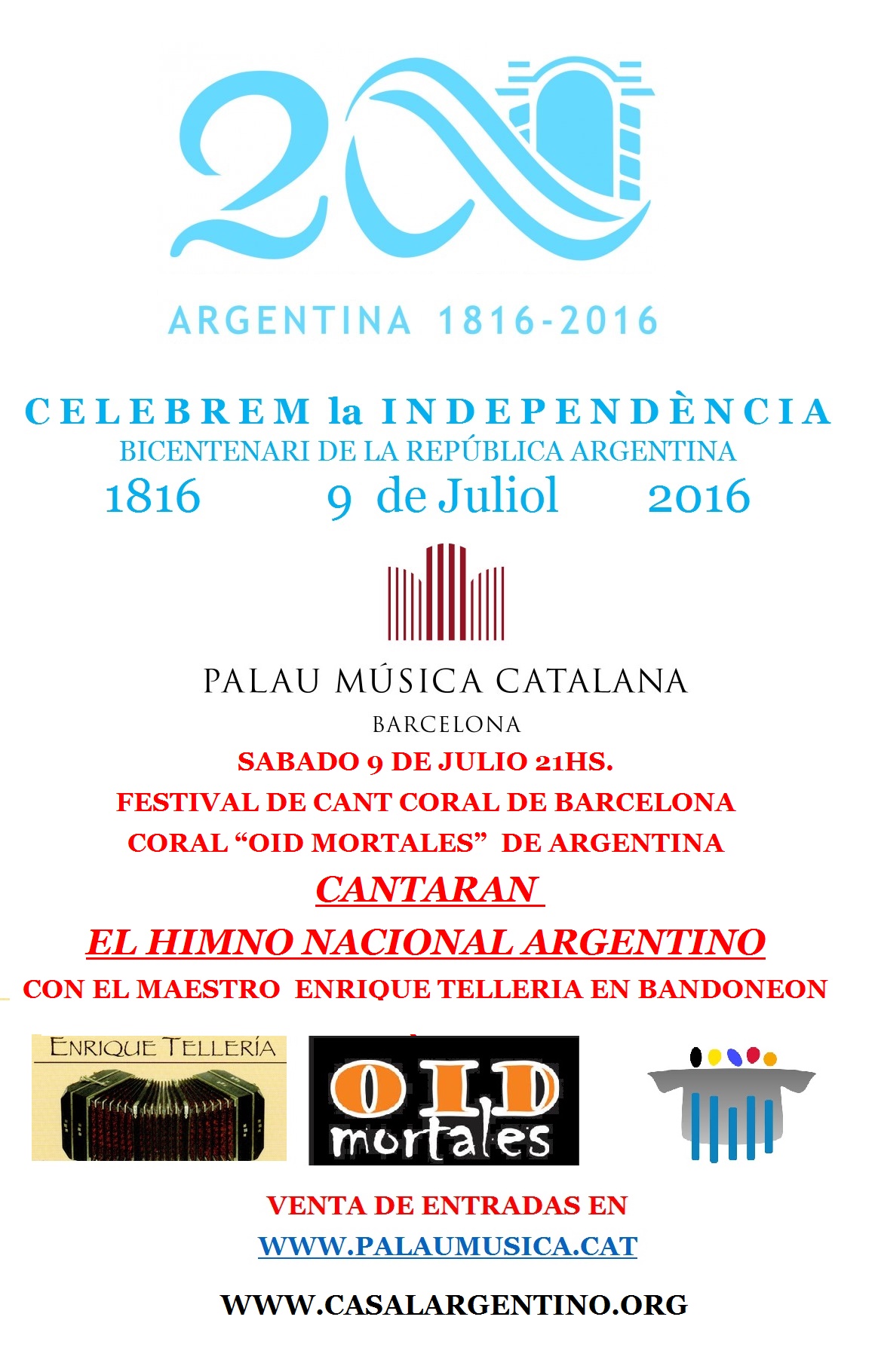 BICENTENARIO DE LA INDEPENDNCIA PALAU DE LA MUSICA CATALANA, BARCELONA